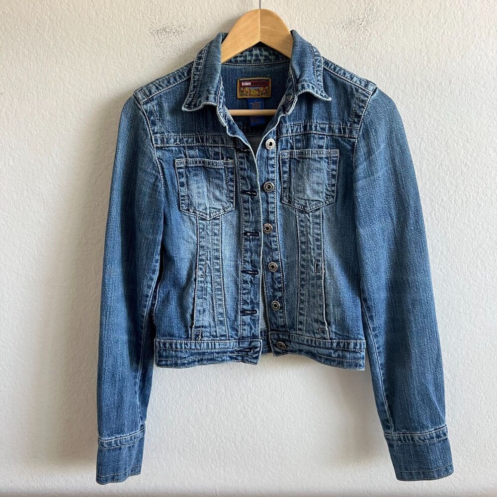 BLUE ASPHALT Vintage Y2K 2000s Blue Denim Jeans Jacket Womens Small Whimsigoth